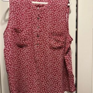Loft: Floral Sleeveless Top - Red